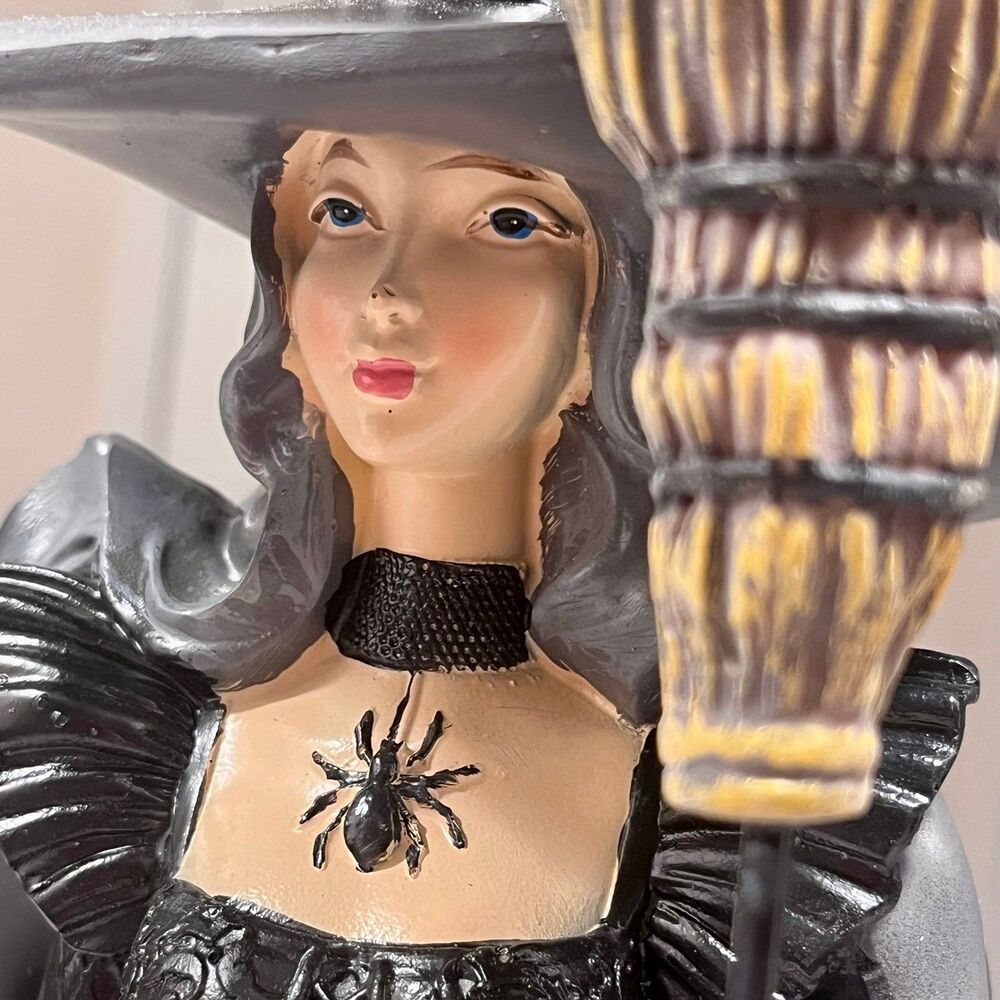 Hallow’s Eve Halloween Gorgeous Elegant Witch w Spider Flowing Cape Broomstick - Picture 7 of 8